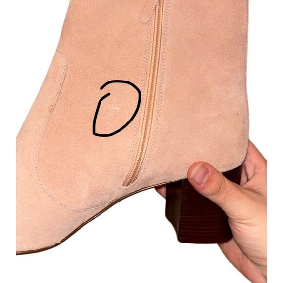 $275 J Crew Women 10.5 Ankle Stacked Heel Boots Suede Soft Blush Upper Leather - Picture 5 of 9